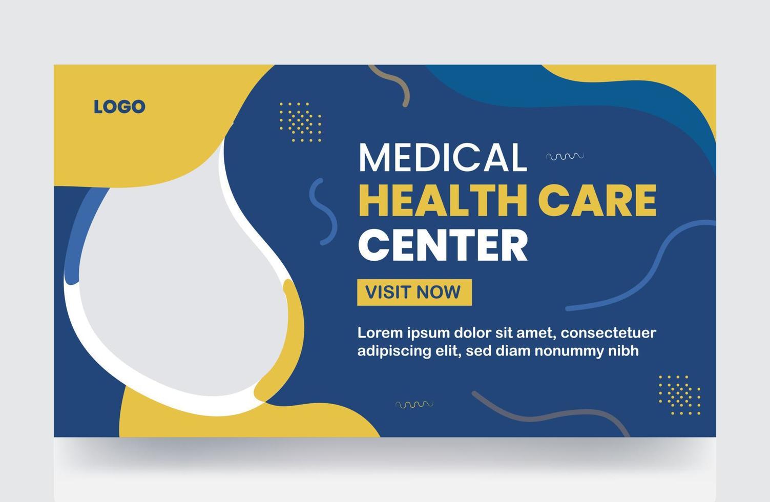 diseño de miniatura de video de banner médico plantilla de portada de publicación de redes sociales de atención médica vector