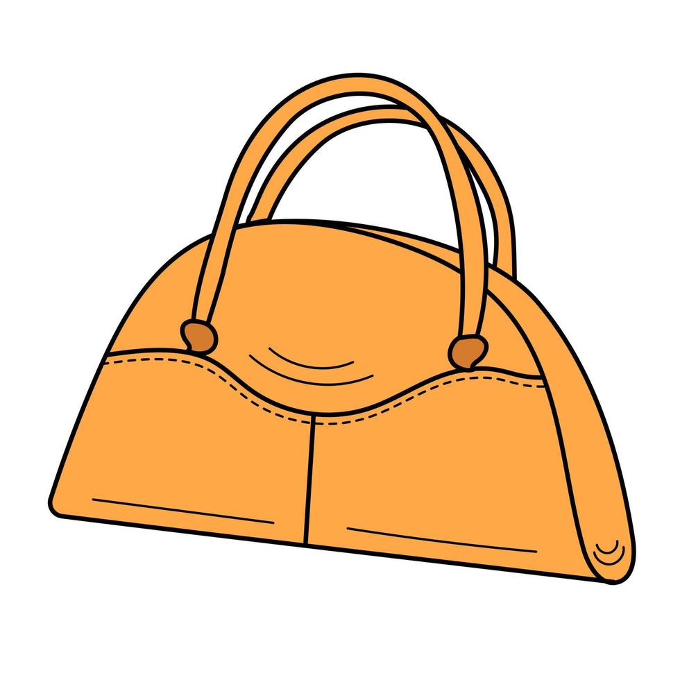 Freehand line art of womens handbag silhouette. Piece of clothing. Accessory vector