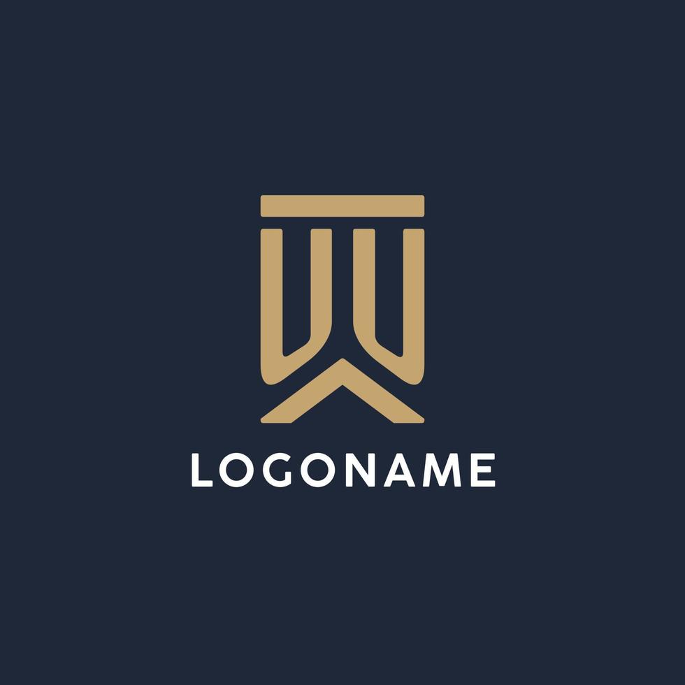 UU initial monogram logo design in a rectangular style with curved sides vector