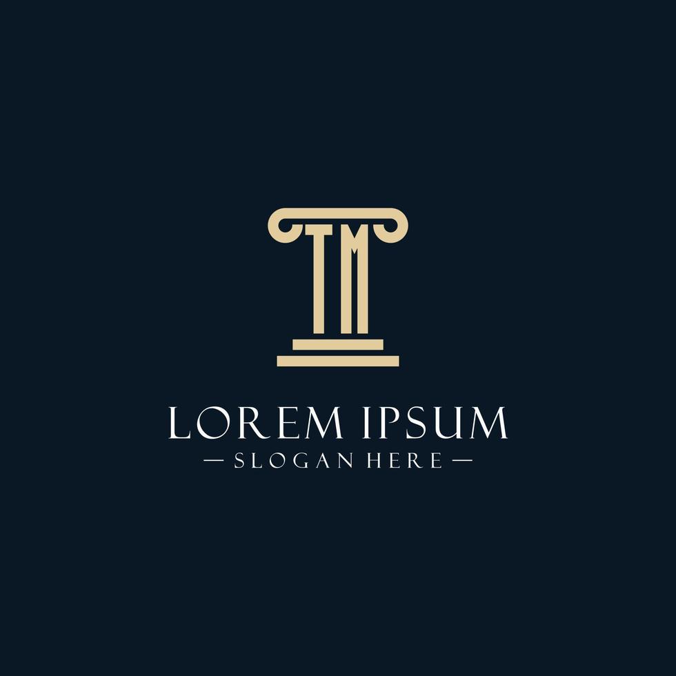 TM initial monogram logos with pillar shapes style vector