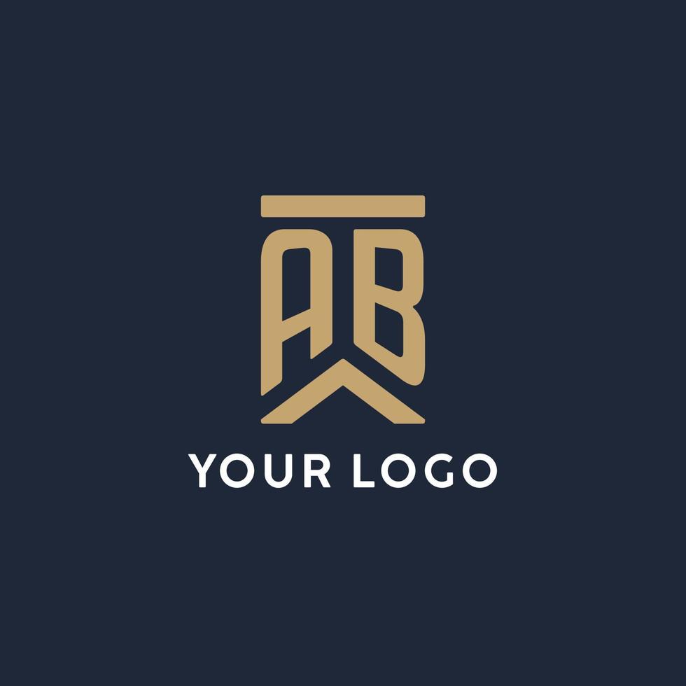 AB initial monogram logo design in a rectangular style with curved sides vector