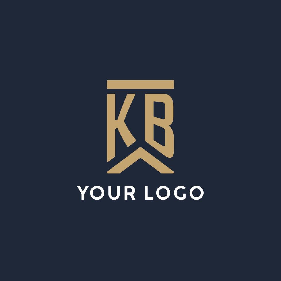 KB initial monogram logo design in a rectangular style with curved sides vector