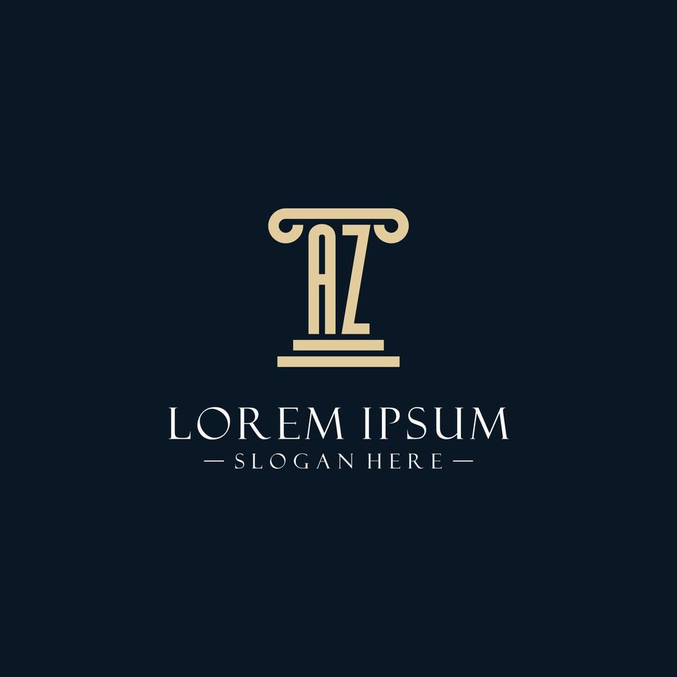 AZ initial monogram logos with pillar shapes style vector