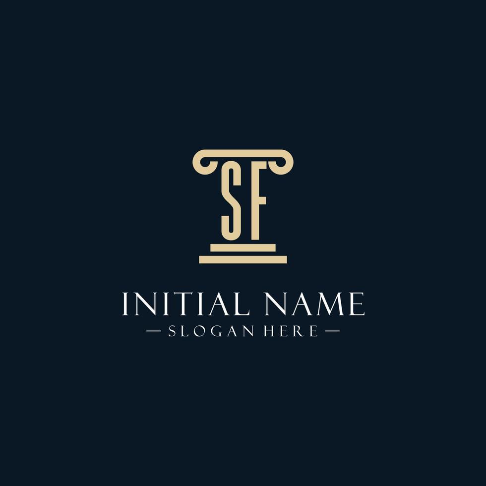 SF initial monogram logos with pillar shapes style vector