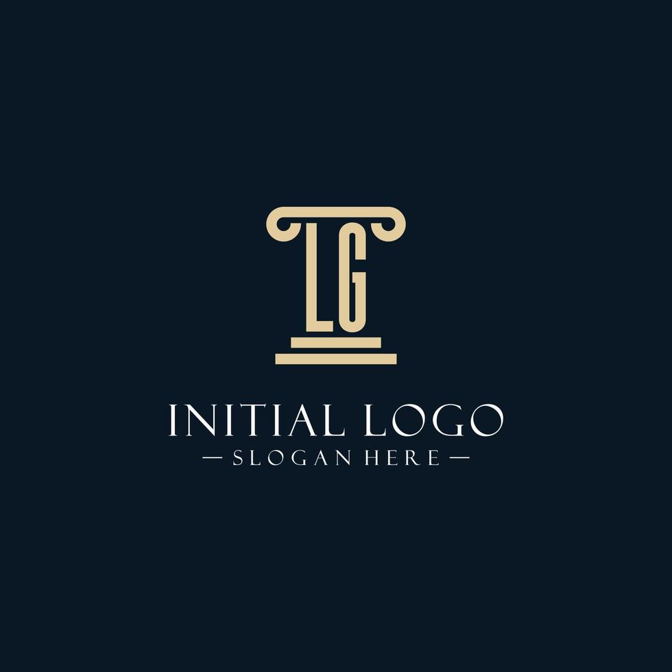 LG initial monogram logos with pillar shapes style vector