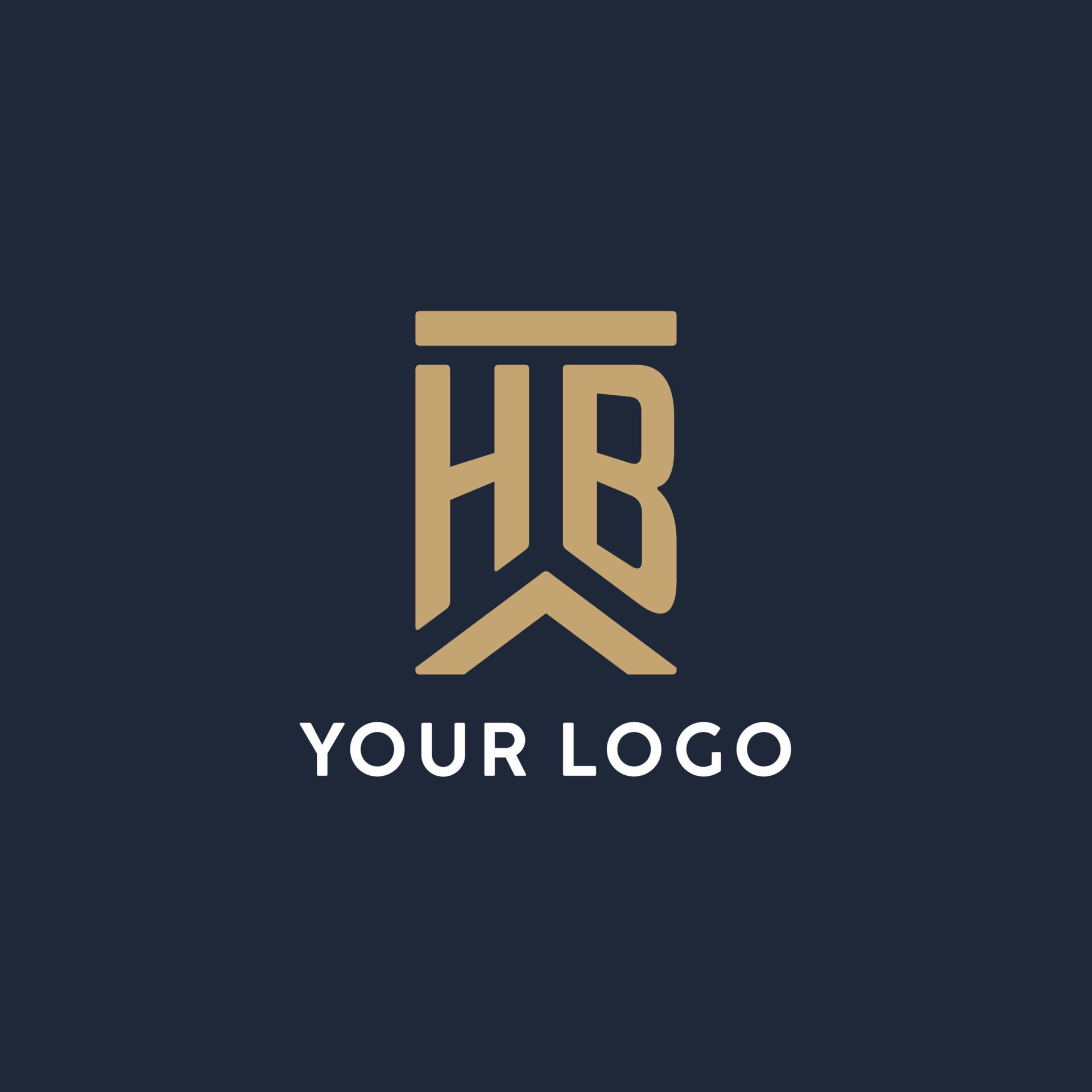 HB initial monogram logo design in a rectangular style with curved ...