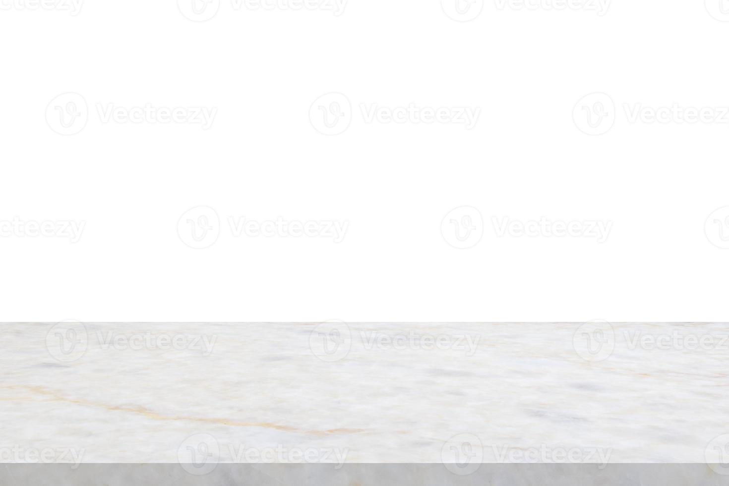 white marble stone table top isolated on white background for product display photo