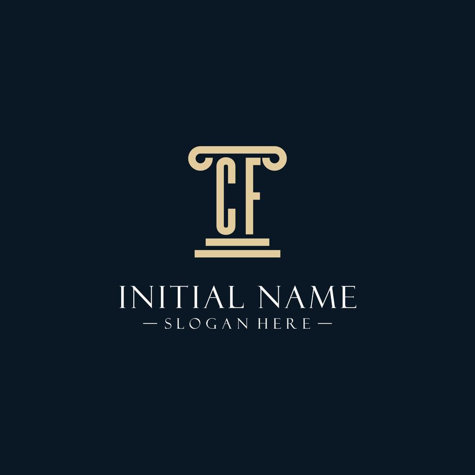 CF initial monogram logos with pillar shapes style vector