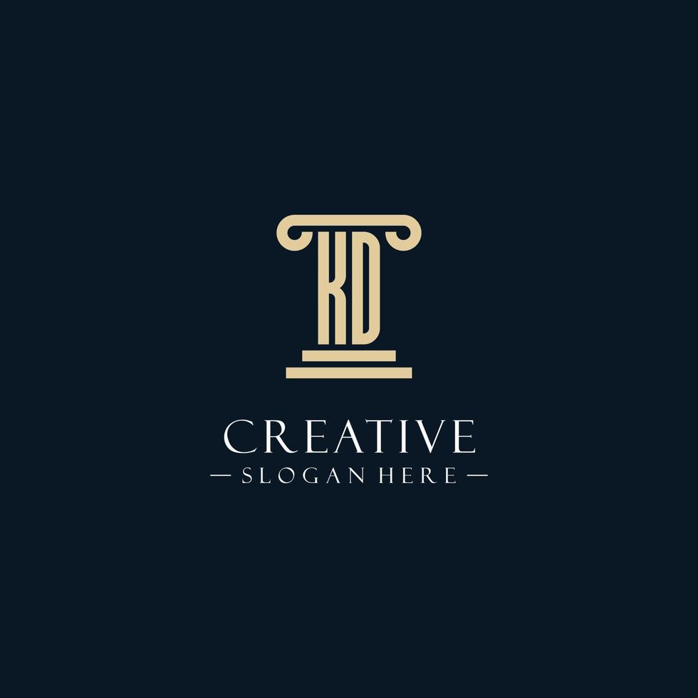 KD initial monogram logos with pillar shapes style vector