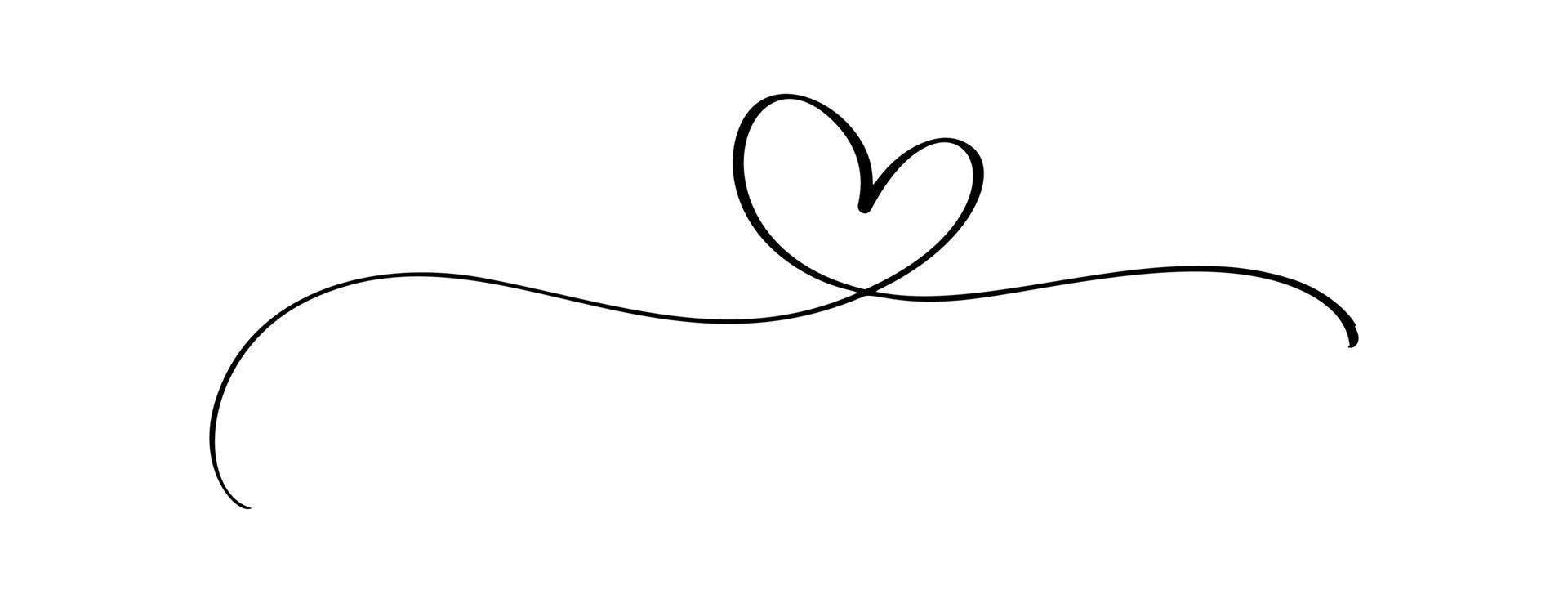 florecer vintage vector divisor día de san valentín corazón caligráfico dibujado a mano. ilustración de amor de caligrafía. elemento de diseño de vacaciones de san valentín. decoración de iconos para web, boda e impresión