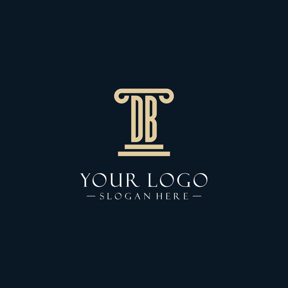 DB initial monogram logos with pillar shapes style vector