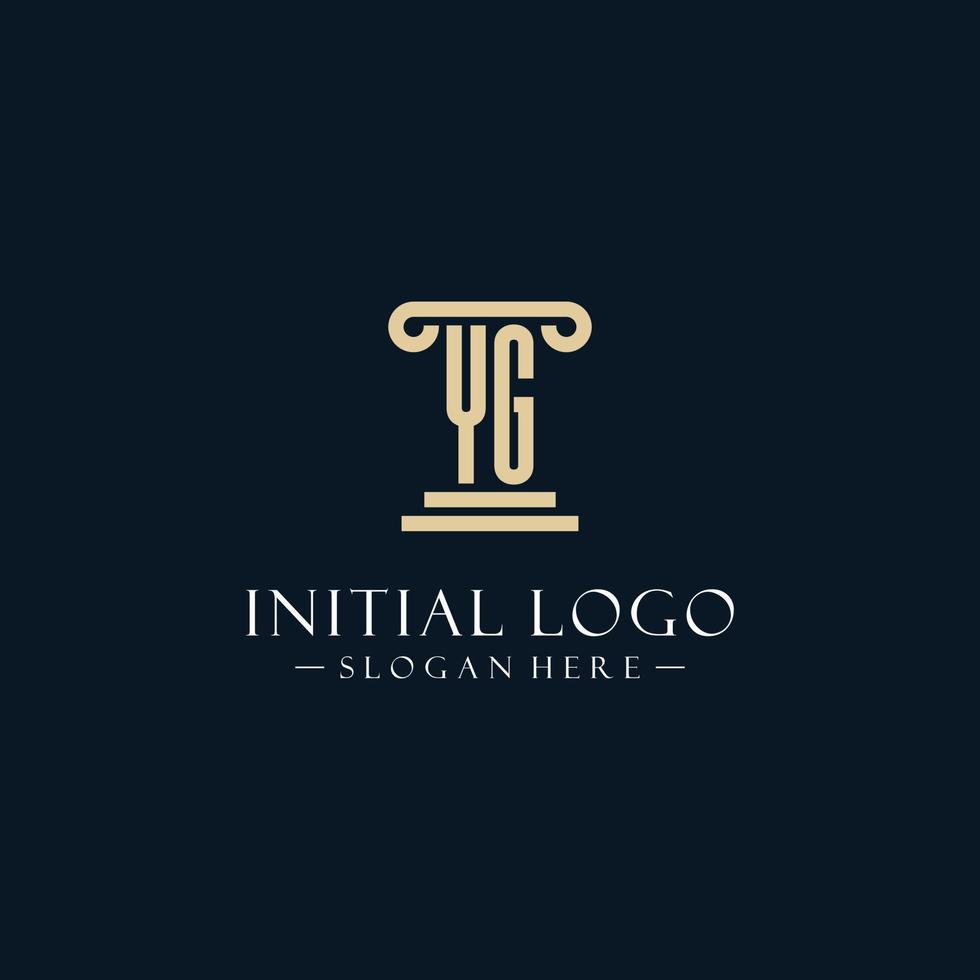 YG initial monogram logos with pillar shapes style vector