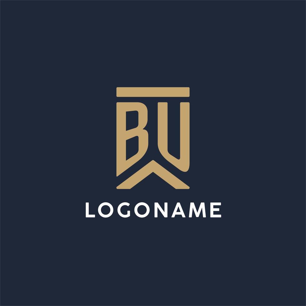 bu diseño de logotipo de monograma inicial en un estilo rectangular con lados curvos vector