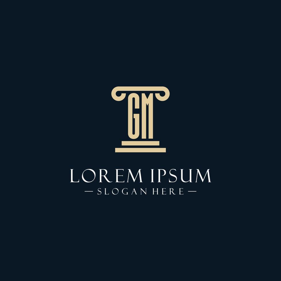 GM initial monogram logos with pillar shapes style vector
