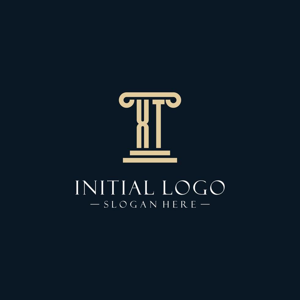 XT initial monogram logos with pillar shapes style vector