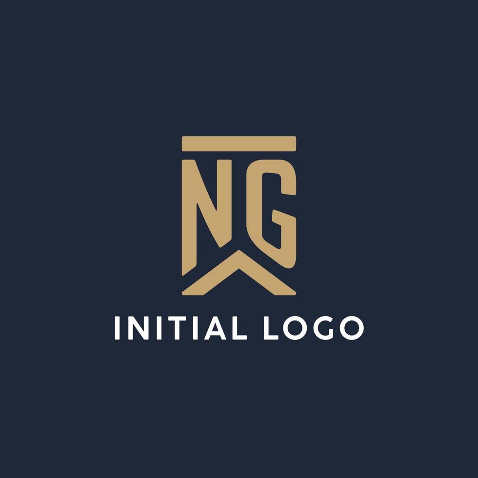 NG initial monogram logo design in a rectangular style with curved sides vector