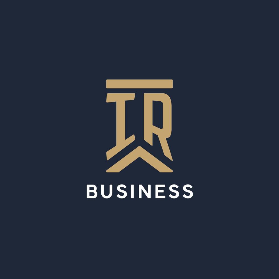 IR initial monogram logo design in a rectangular style with curved sides vector