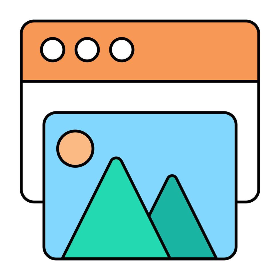 A flat design icon of web landscape vector