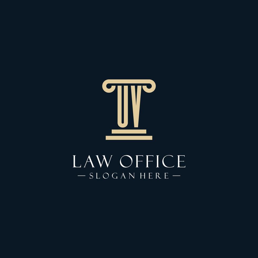 UV initial monogram logos with pillar shapes style vector