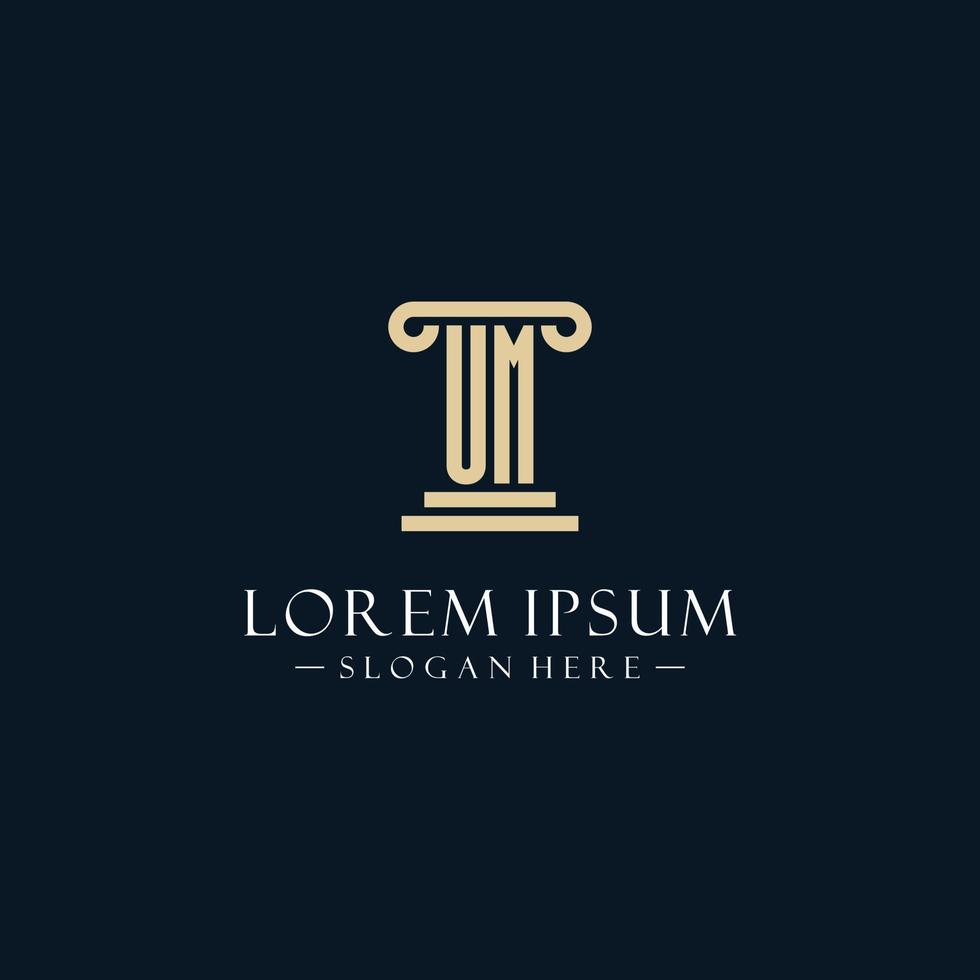 UM initial monogram logos with pillar shapes style vector