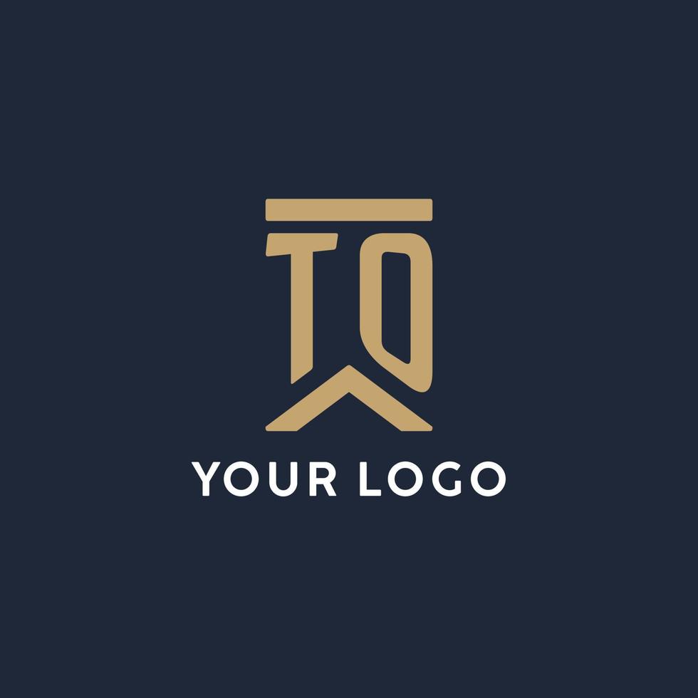 TO initial monogram logo design in a rectangular style with curved sides vector