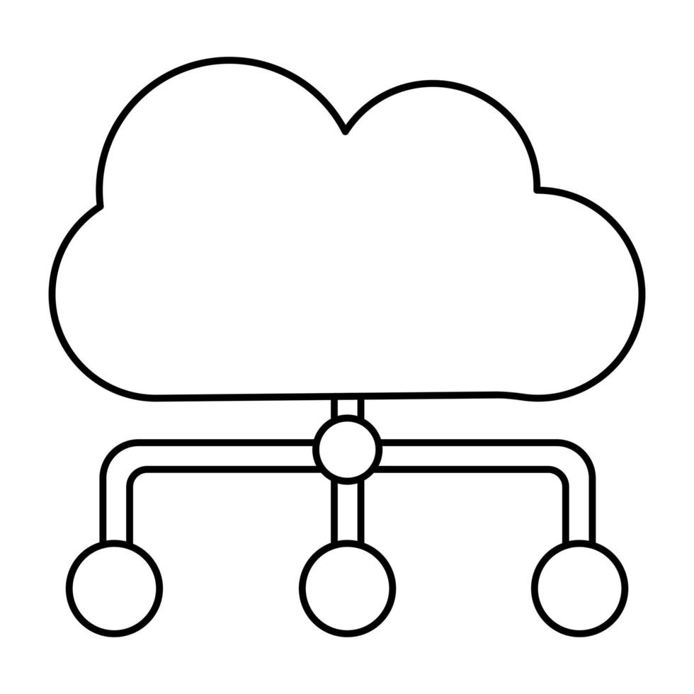 icono de red en la nube en diseño plano vector