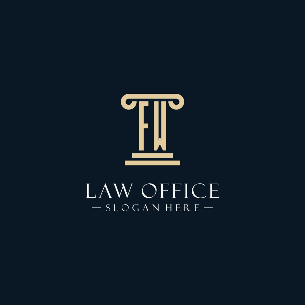 FW initial monogram logos with pillar shapes style vector