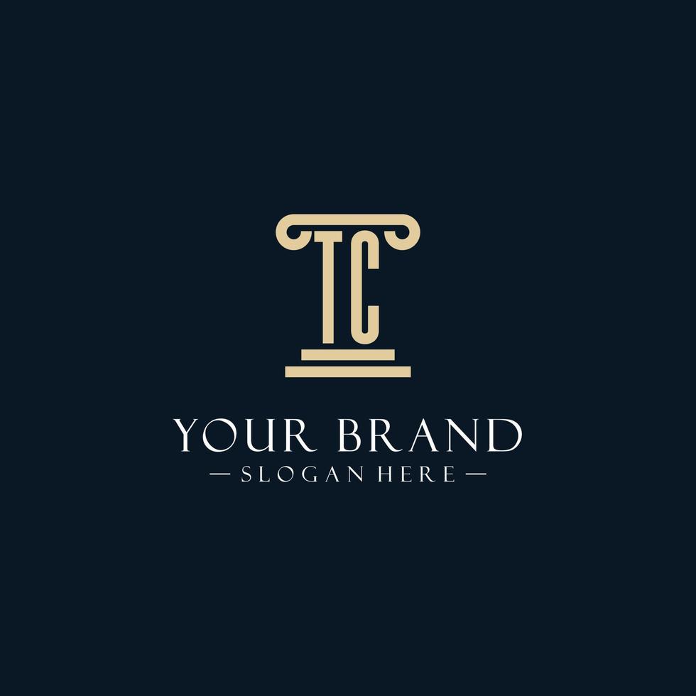 TC initial monogram logos with pillar shapes style vector