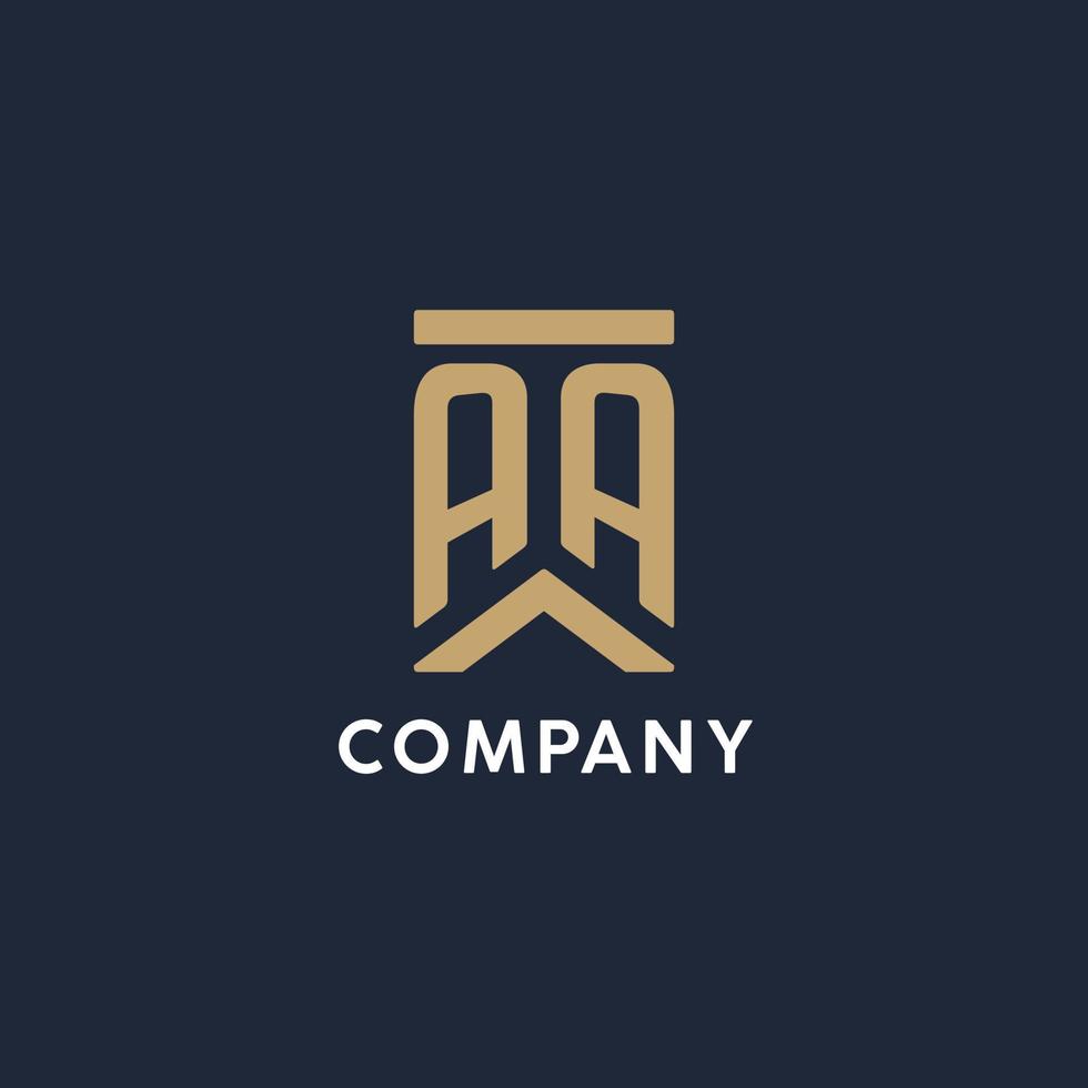AA initial monogram logo design in a rectangular style with curved sides vector