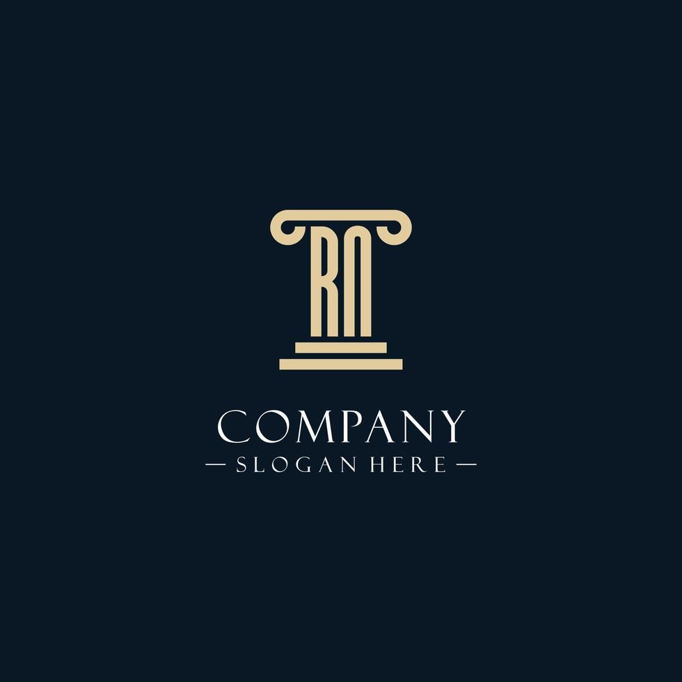 RN initial monogram logos with pillar shapes style vector