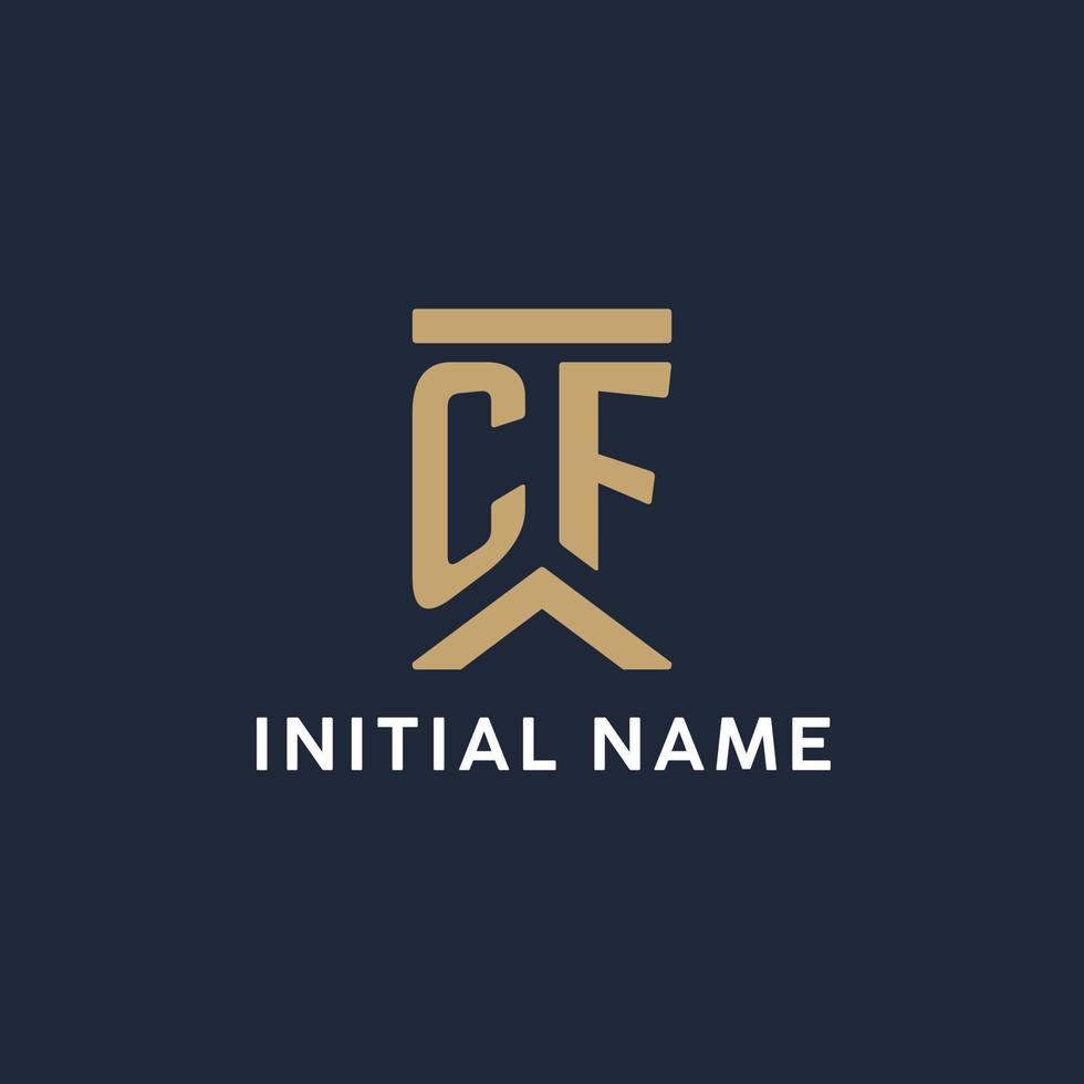 CF initial monogram logo design in a rectangular style with curved sides vector