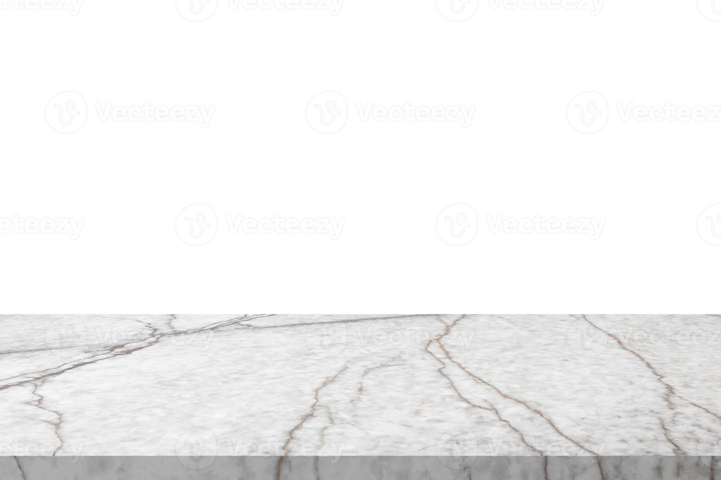 white marble stone table top isolated on white background for product display photo