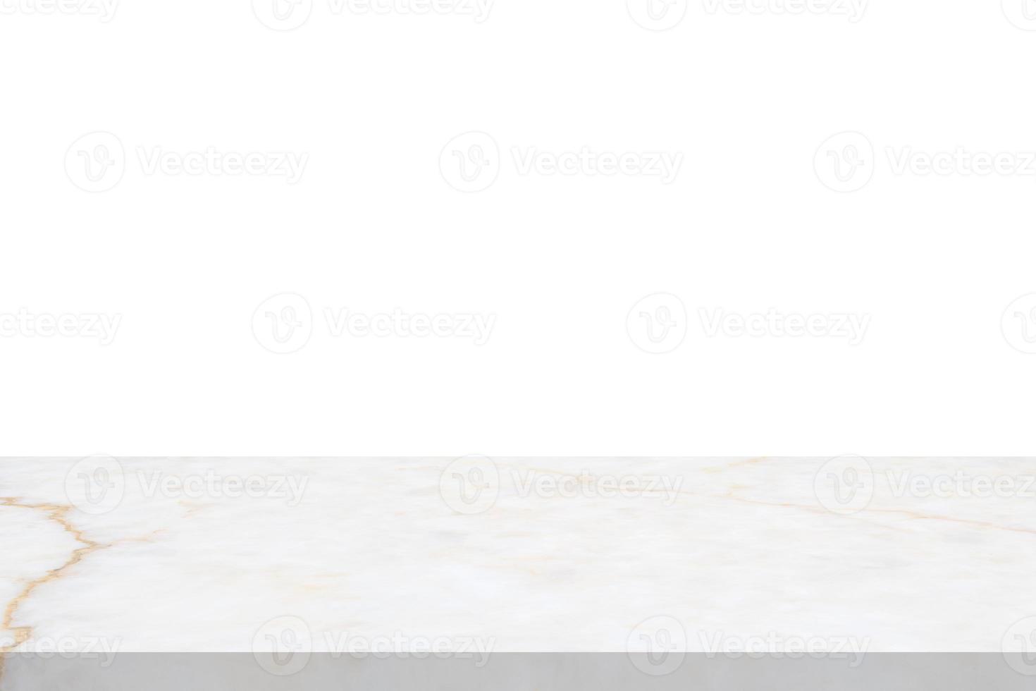 white marble stone table top isolated on white background for product display photo