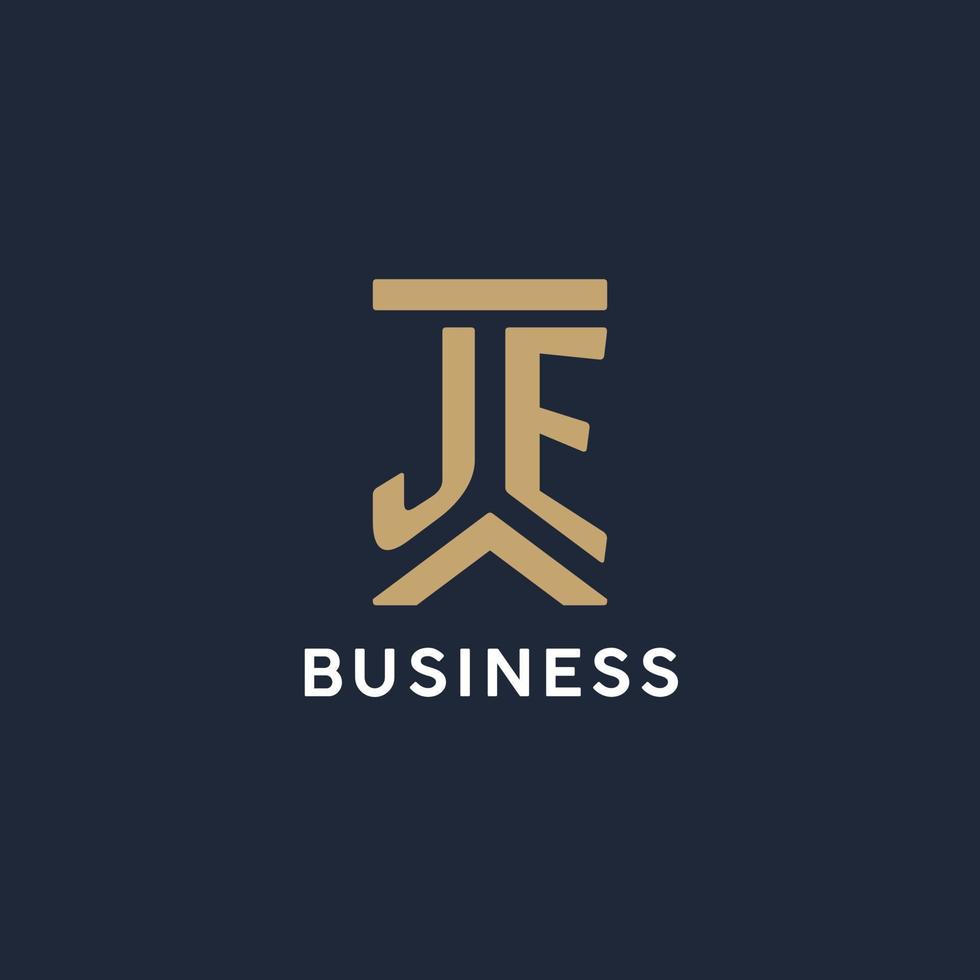 diseño del logotipo del monograma inicial de je en un estilo rectangular con lados curvos vector