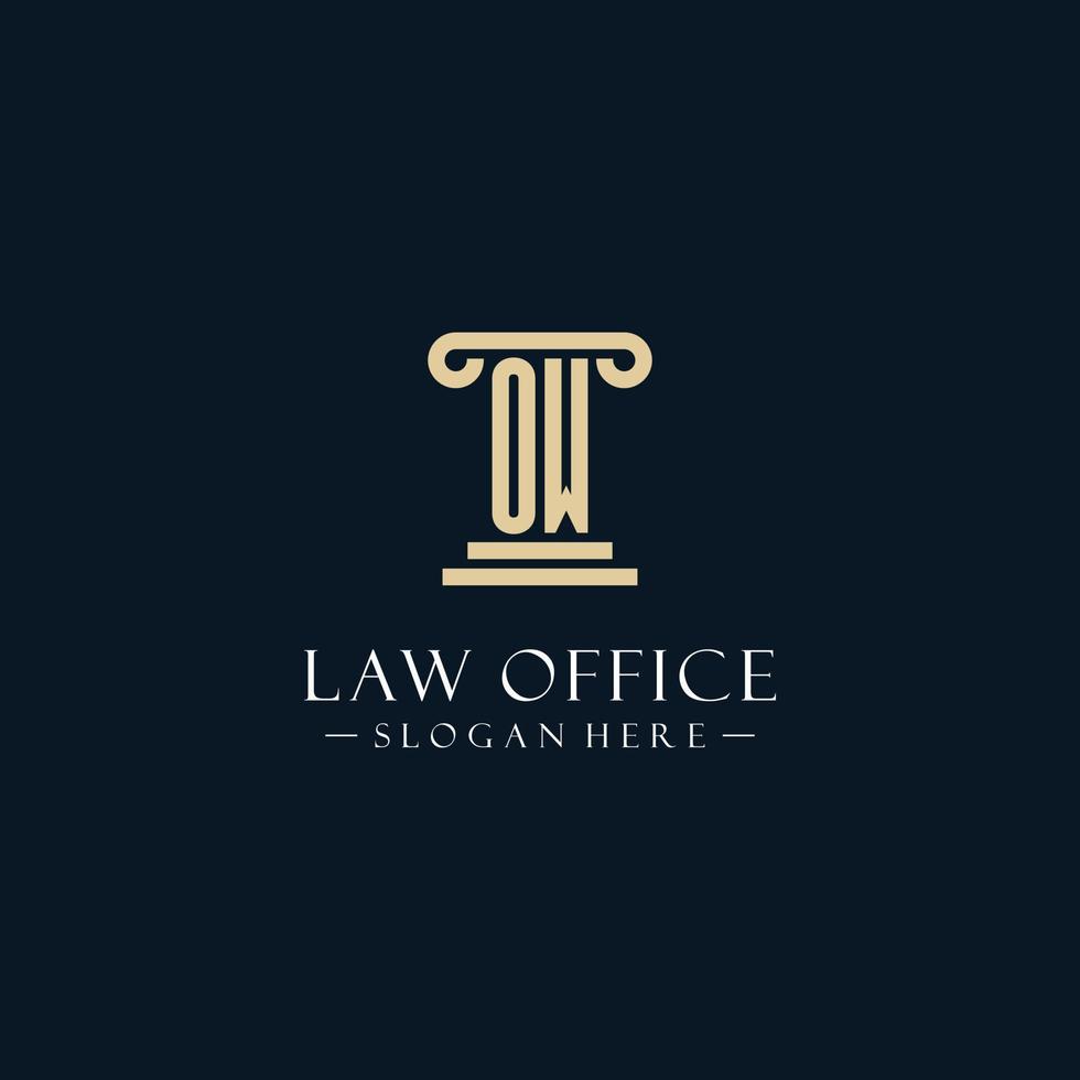 OW initial monogram logos with pillar shapes style vector