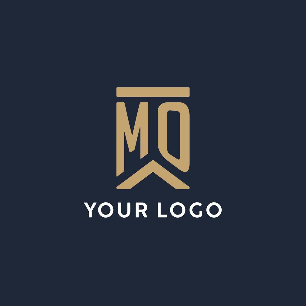 MO initial monogram logo design in a rectangular style with curved sides vector