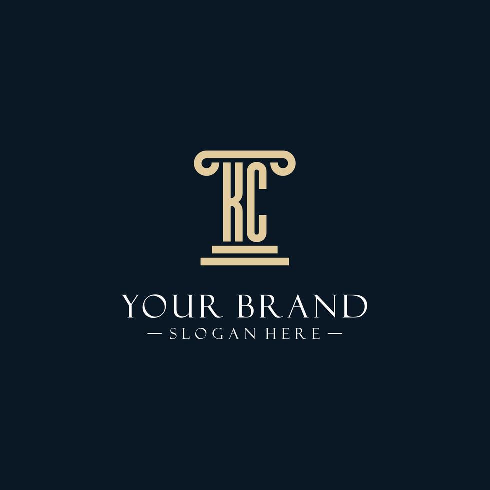 KC initial monogram logos with pillar shapes style vector