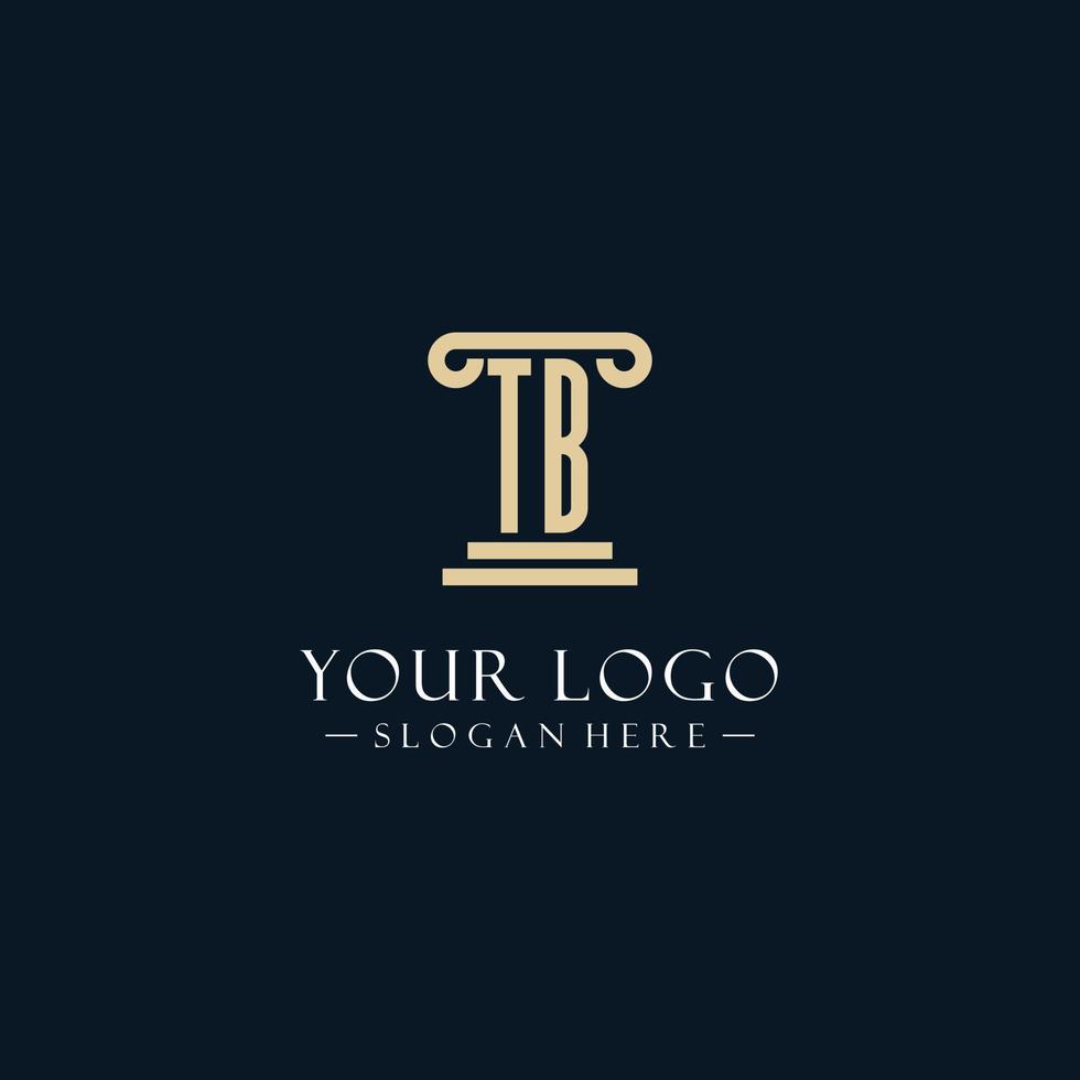 TB initial monogram logos with pillar shapes style vector