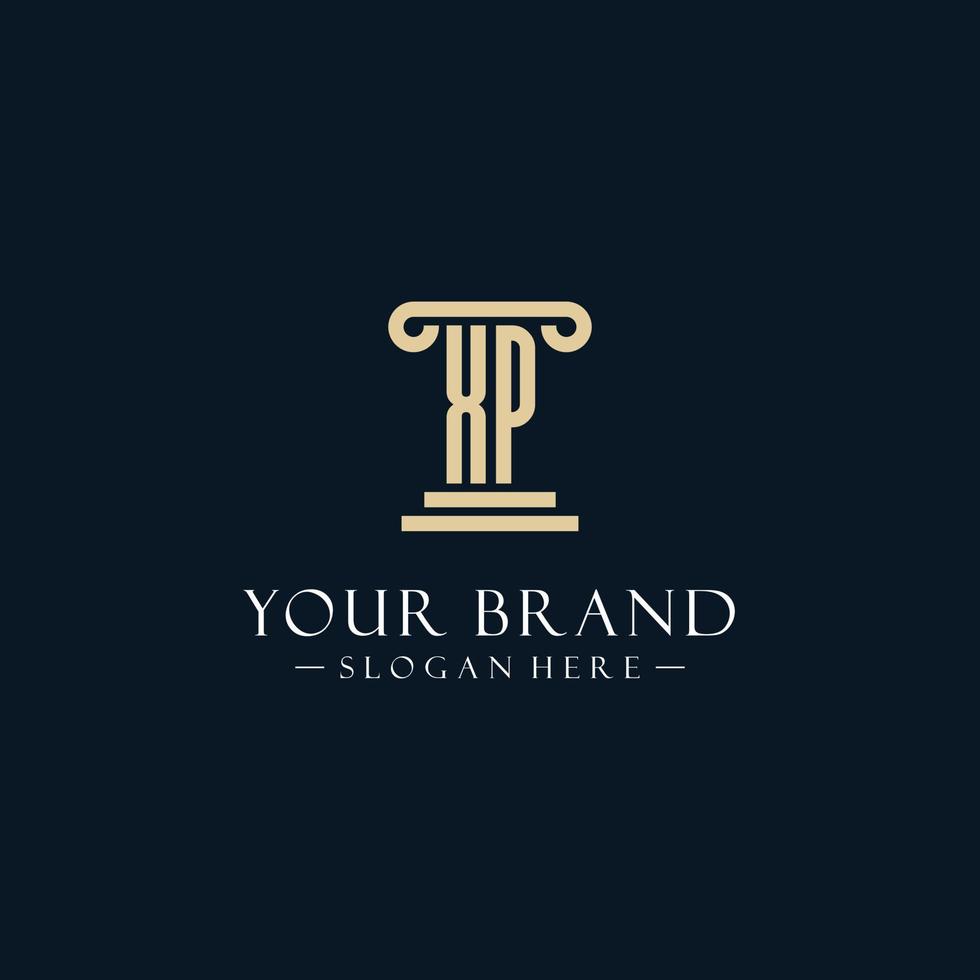 XP initial monogram logos with pillar shapes style vector