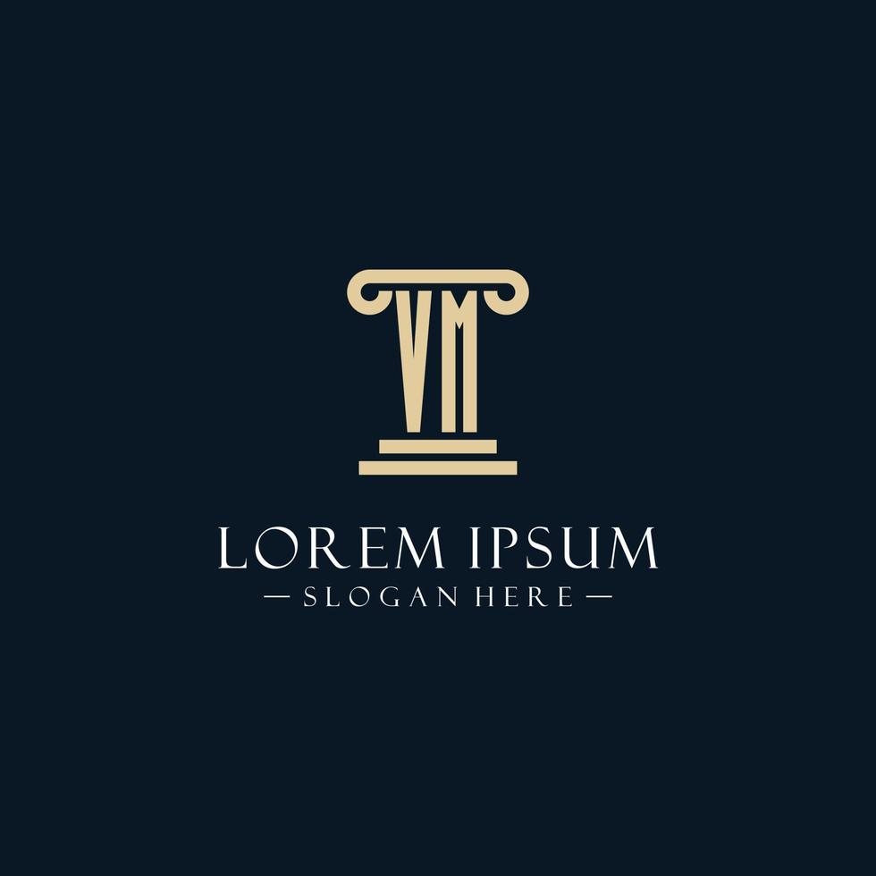 VM initial monogram logos with pillar shapes style vector