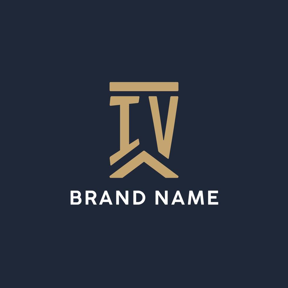 IV initial monogram logo design in a rectangular style with curved sides vector