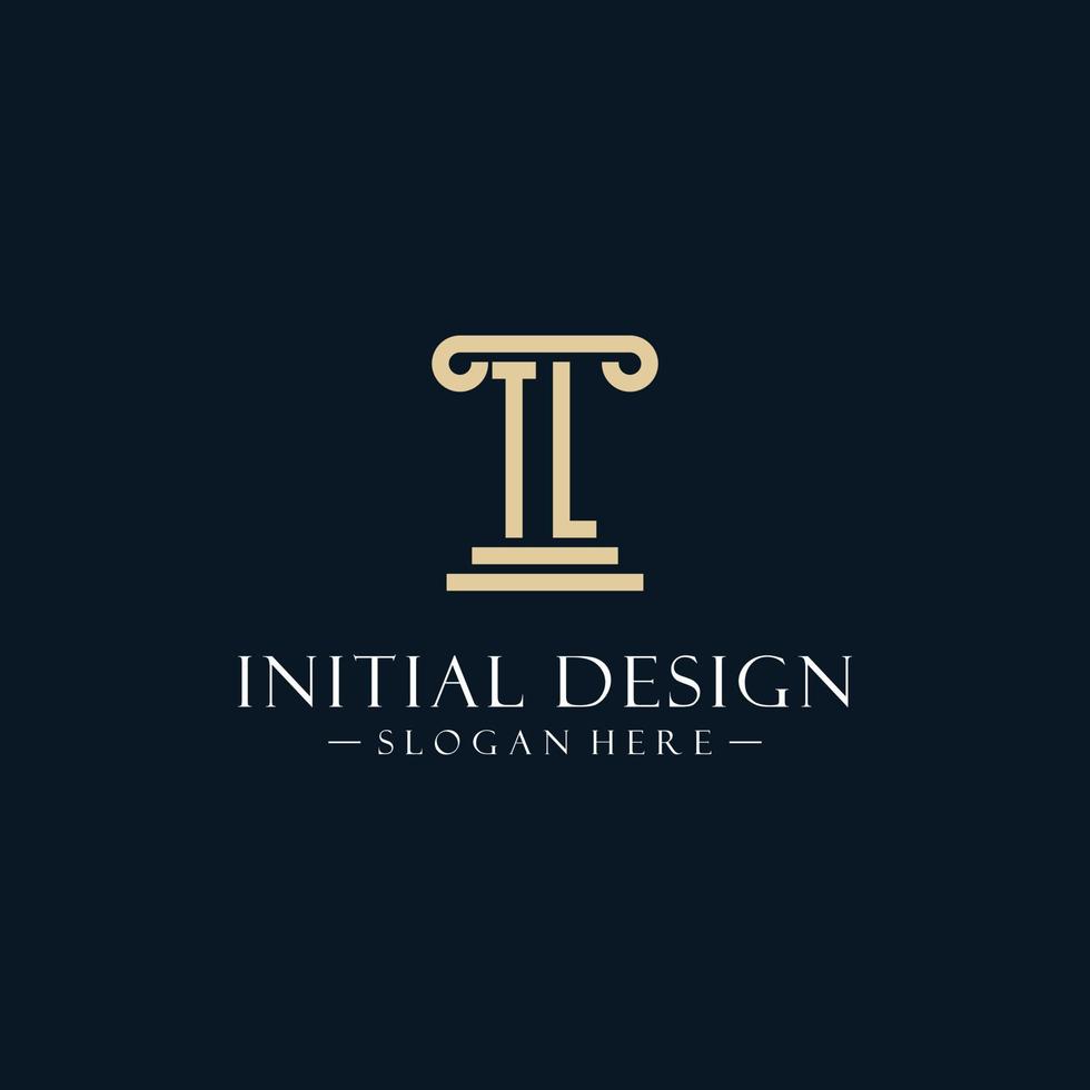 TL initial monogram logos with pillar shapes style vector