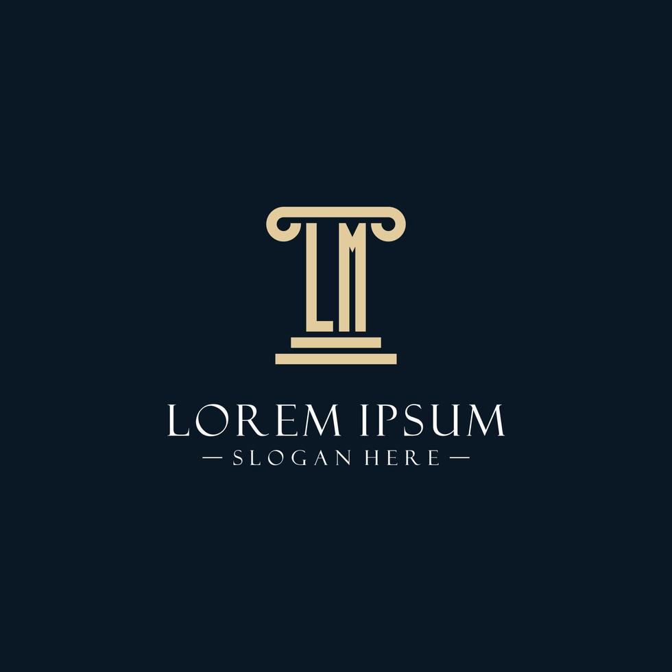 LM initial monogram logos with pillar shapes style vector