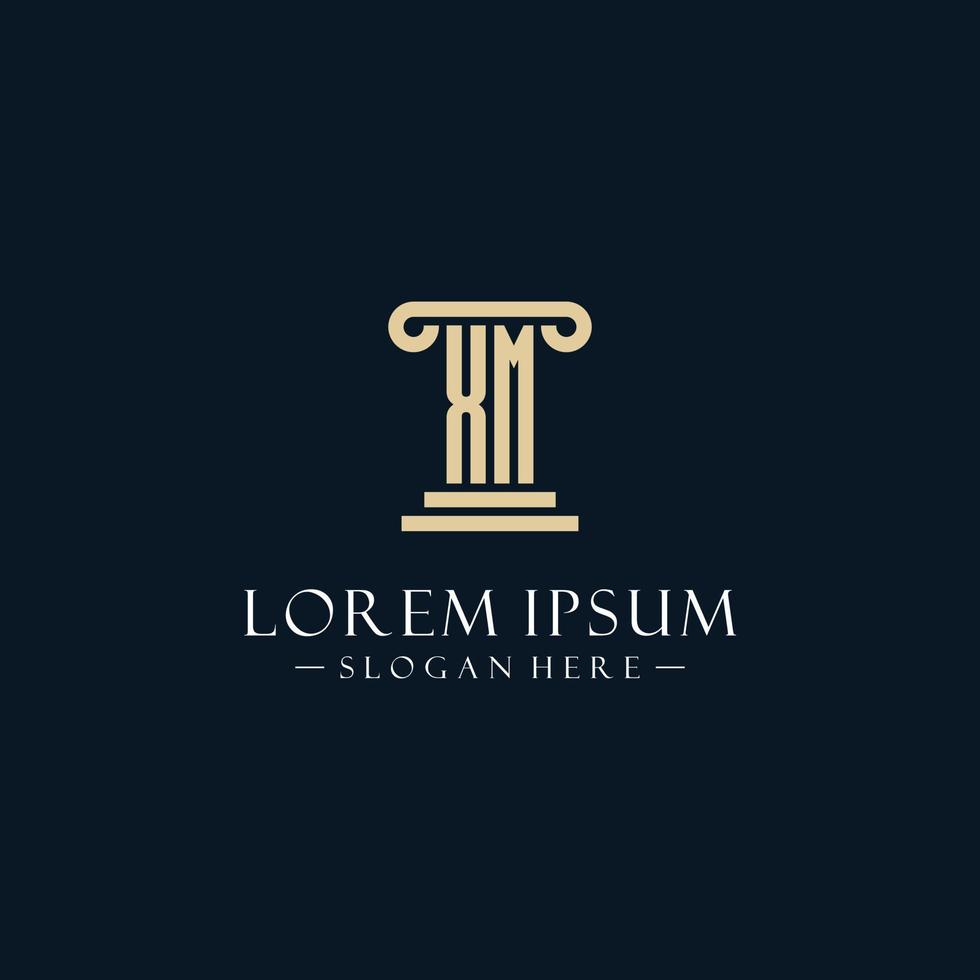 XM initial monogram logos with pillar shapes style vector
