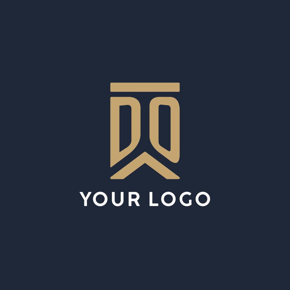 hacer un diseño de logotipo de monograma inicial en un estilo rectangular con lados curvos vector