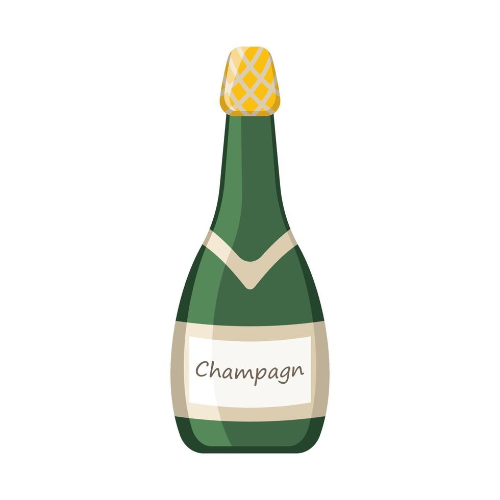 Bottle of champagne on a white background. vector illustration