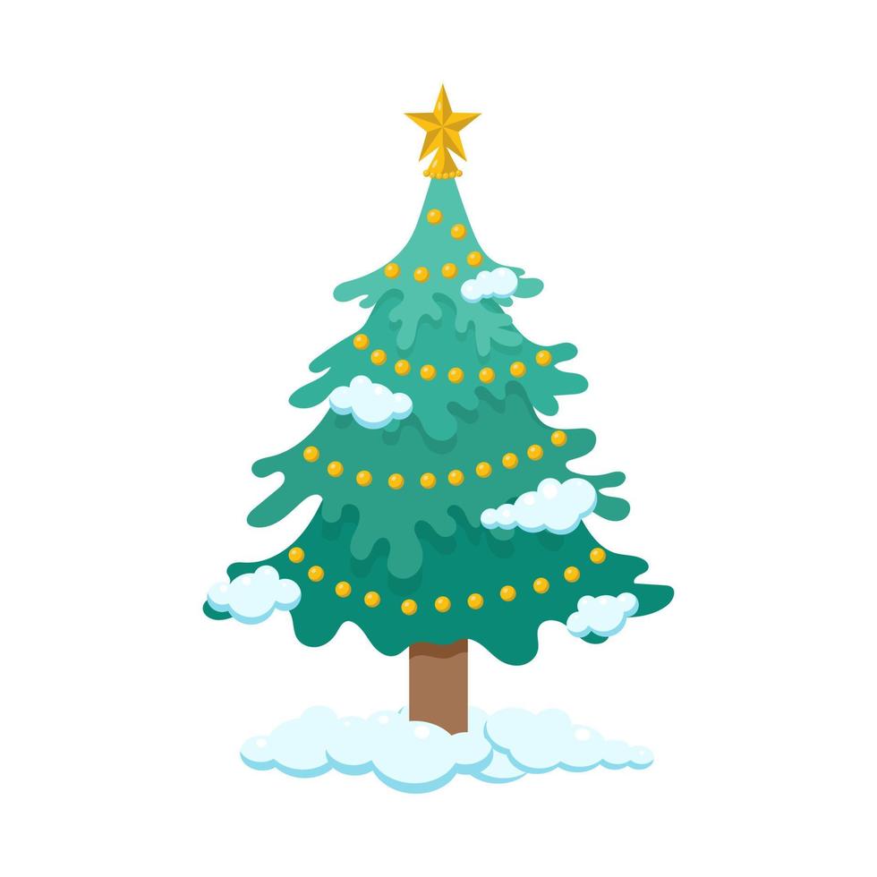 Christmas tree with a star and a garland. vector illustration