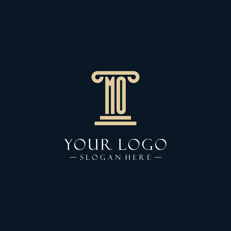 MO initial monogram logos with pillar shapes style vector
