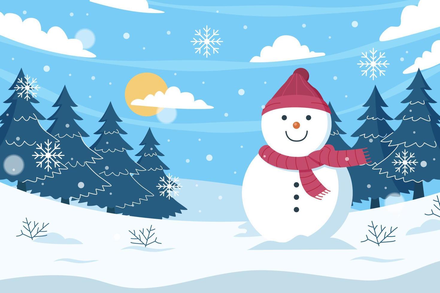 Winter Background with Snowman vector