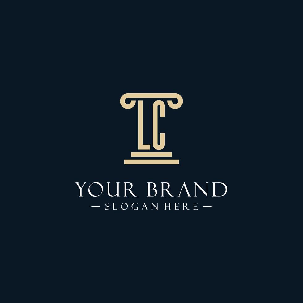 LC initial monogram logos with pillar shapes style vector